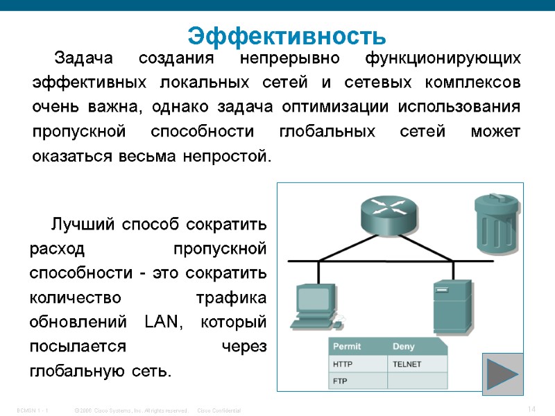 Эффективность Задача создания непрерывно функционирующих эффективных локальных сетей и сетевых комплексов очень важна, однако